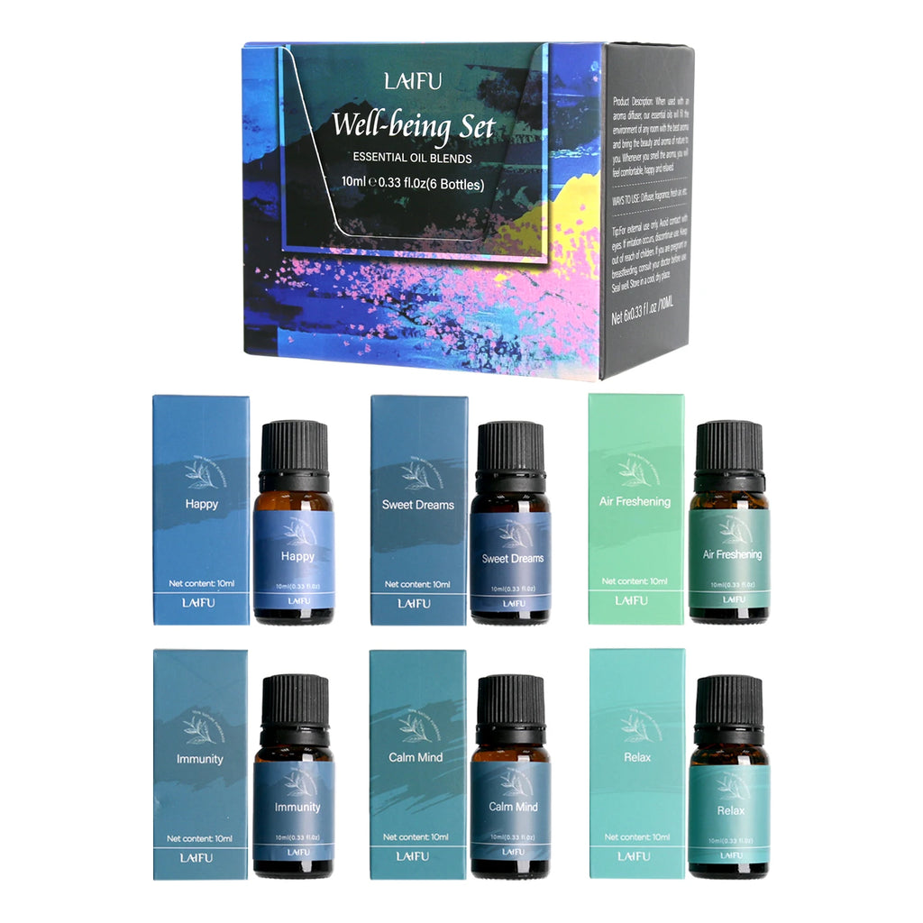 6X10Ml Essential Oil Blend Set, Aromatherapy Essential Oil Kit, Fresh Air Deodorant for Home & Office