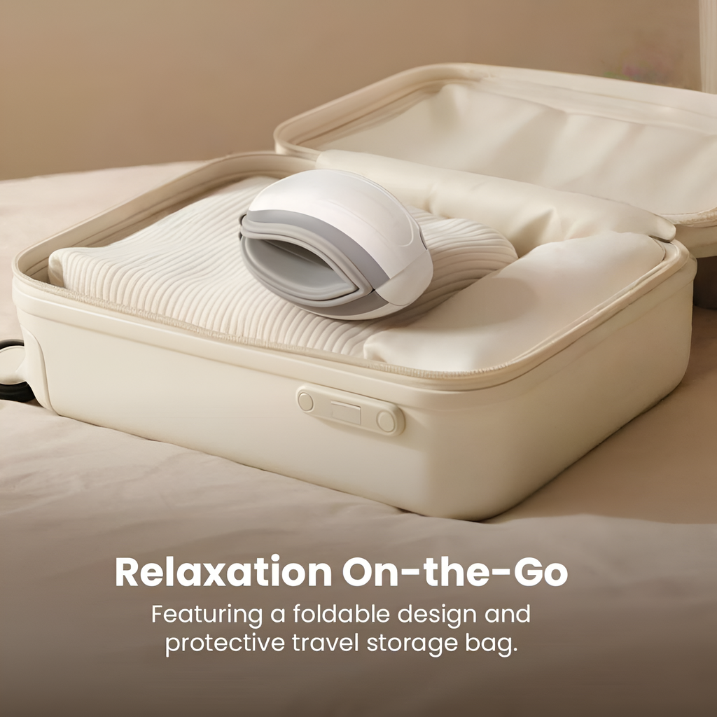 Grey Eye Massager, Heated Eye Mask for Migraines with Music, Smart Migraine Massager Reduce Dry Eyes Improve Sleep
