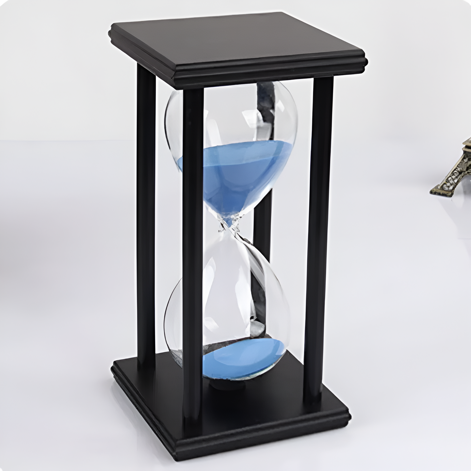 60/30 Minutes Hourglass Sand Timer Vintage Sand Timer Black Wooden Sandglass Timer for Home Desktop Classroom Living Room Decor