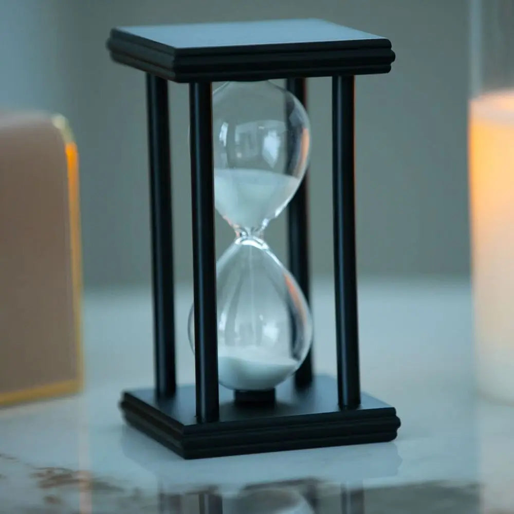 60/30 Minutes Hourglass Sand Timer Vintage Sand Timer Black Wooden Sandglass Timer for Home Desktop Classroom Living Room Decor