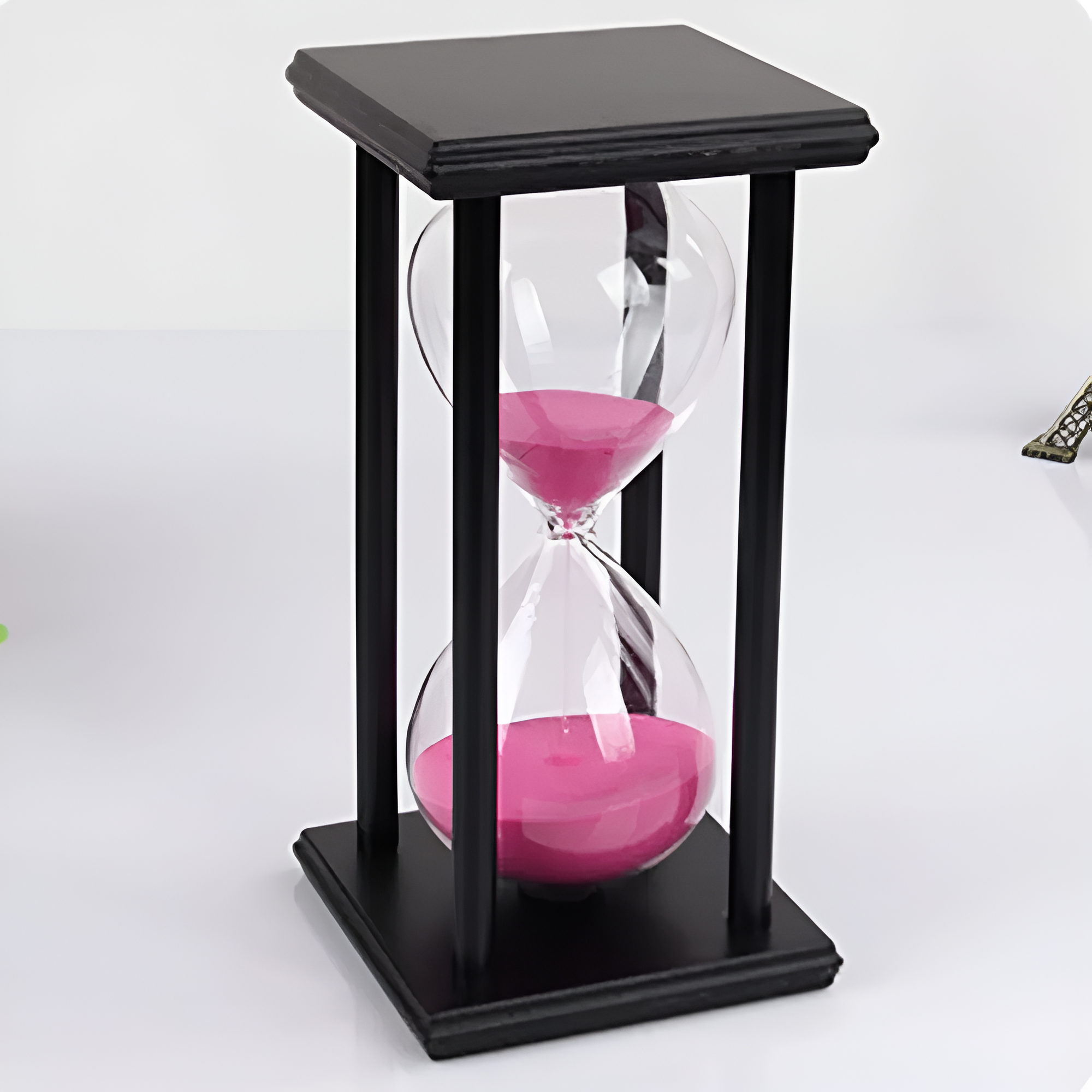 60/30 Minutes Hourglass Sand Timer Vintage Sand Timer Black Wooden Sandglass Timer for Home Desktop Classroom Living Room Decor