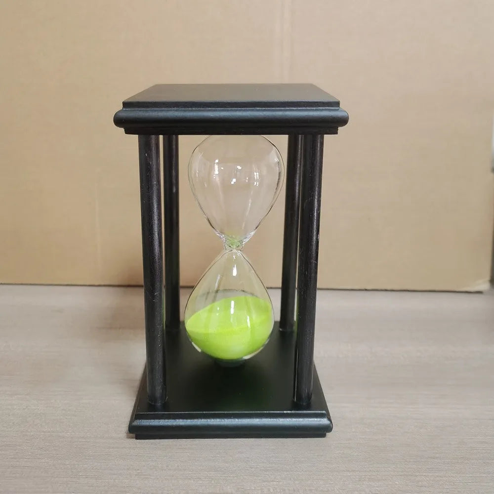 60/30 Minutes Hourglass Sand Timer Vintage Sand Timer Black Wooden Sandglass Timer for Home Desktop Classroom Living Room Decor