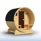 Outdoor Indoor Finland Pine Wet Dry Barrel Sauna 3-5 Person Front Porch Canopy 4.5 Kw ETL Certified Bitumen Shingle Roof
