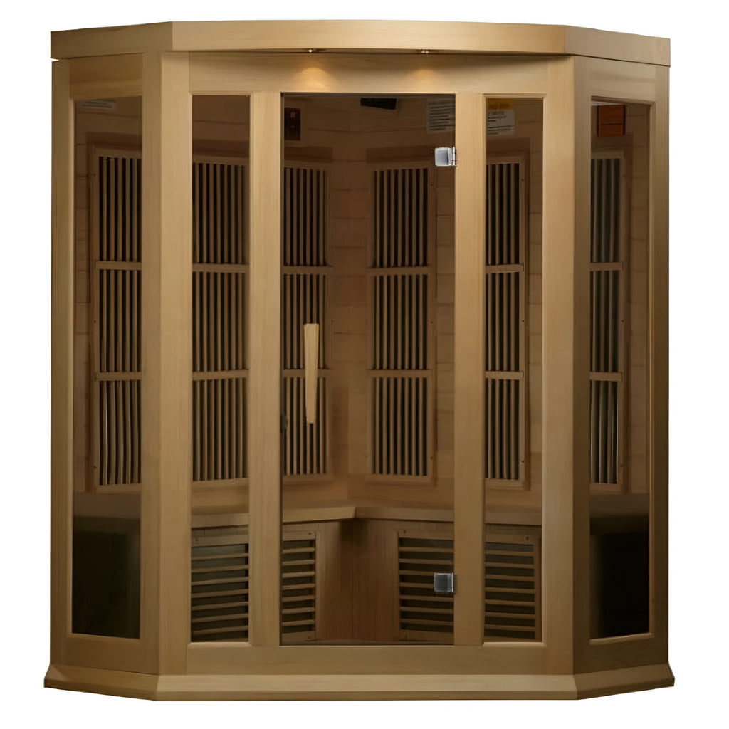3-Person Corner Low EMF (Under 8MG) FAR Infrared Sauna (Canadian Red Cedar)