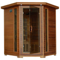 4-Person Cedar Corner Infrared Sauna with 10 Carbon Heaters