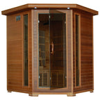 4-Person Cedar Corner Infrared Sauna with 10 Carbon Heaters